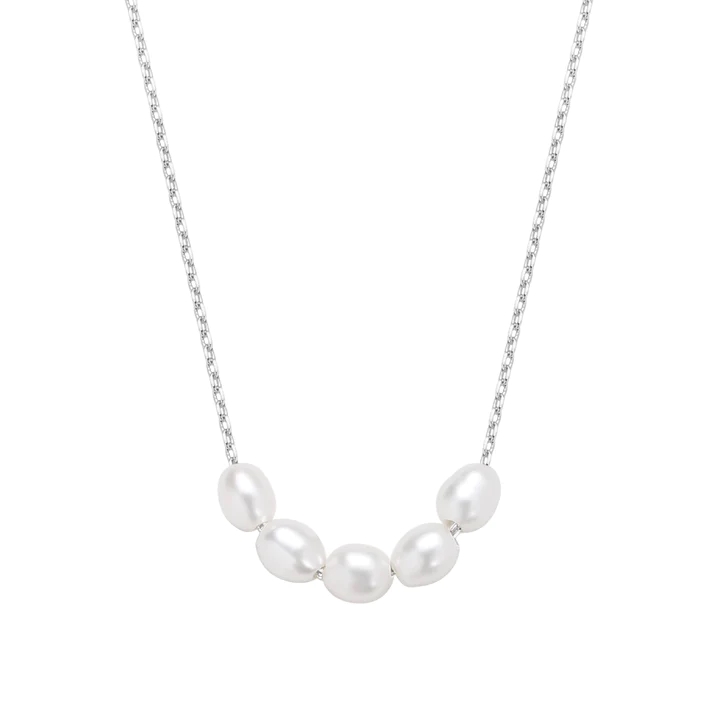 Billede af MerlePerle - Pearlia halskæde i sølv m. hvide perler