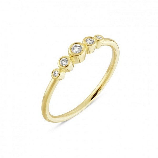 NURAN - Tube ring i 14kt. guld m. i alt 0,10ct. brillanter