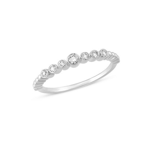 NURAN - Tube ring i 14kt. hvidguld m. i alt 0,15ct. brillanter