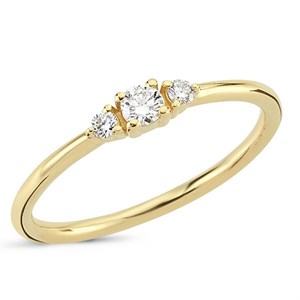 Petit - Diamantring i 14 kt. guld med i alt 0,15ct. diamanter