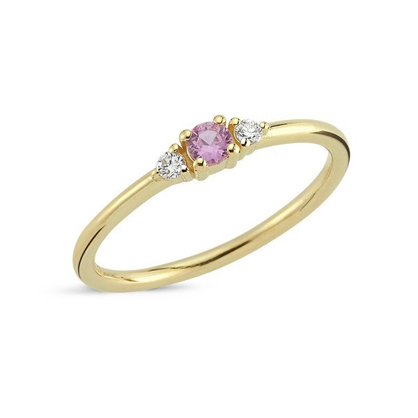 Petit - Pink safir ring i 14kt. guld m. i alt 0,05ct.