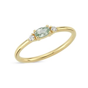 Petit oval - grøn safir ring i 14 kt. guld | R1111