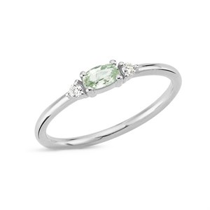 Petit oval - grøn safir ring i 14 kt. hvidguld | R1111
