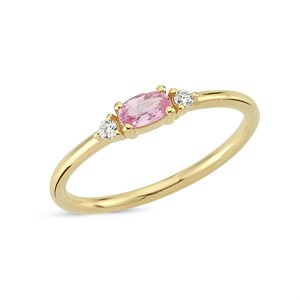 Petit oval - pink safir ring i 14 kt. guld | R1111