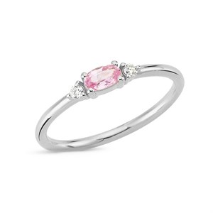 Petit oval - pink safir ring i 14 kt. hvidguld | R1111