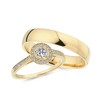 Vielsesringe i 14 kt guld m brillanter R3012-CN1012
