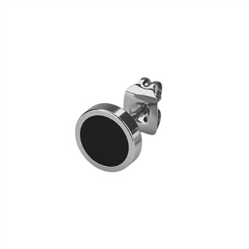 Rico's Herreørering i stål med sort onyx - RC009S