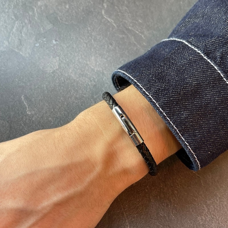 Rico\'s - Læderarmbånd til mænd i flettet læder RC504S 2