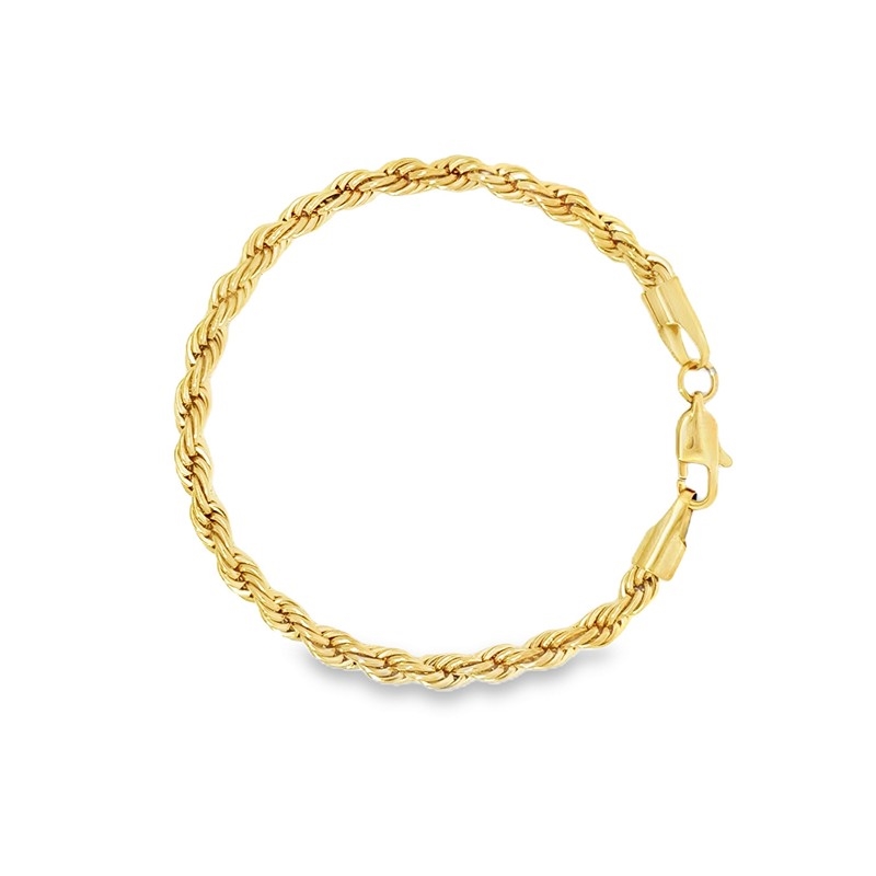 Cordel armbånd i stål i 18 kt forgyldt i 5 mm fra Rico\'s