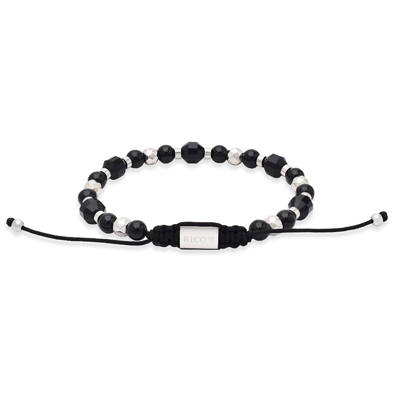 Rico\'s armbånd med perler i sort agat RC517S 2