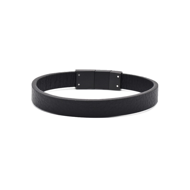 Rico\'s Læderarmbånd til mænd i sort læder RC521S-Black
