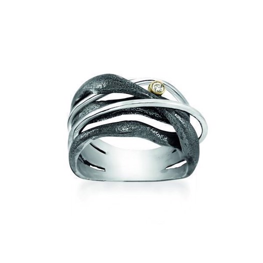 Rabinovich sort sølv ring med brilliant - 70817350