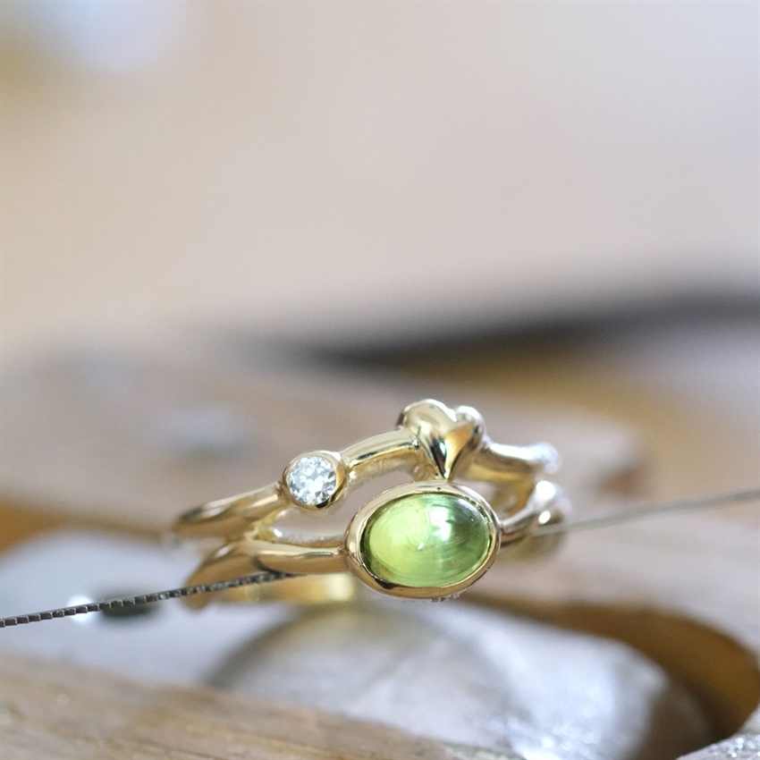Rabinovich - Rainforest Dew ring forgyldt m. Peridot