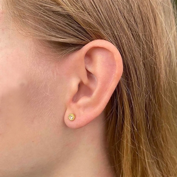 Nuni Ramona øreringe i forgyldt sølv - Pink på model