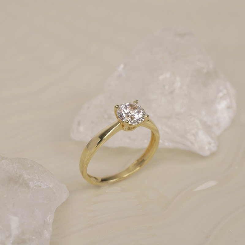 Siersbøl Luxury diamantring i 14 karat guld med rund lab grown diamant2