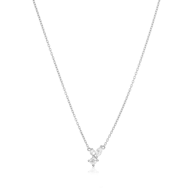 Sif Jakobs - Adria Tre Piccolo halskæde i sølv m. perle og zirkonia