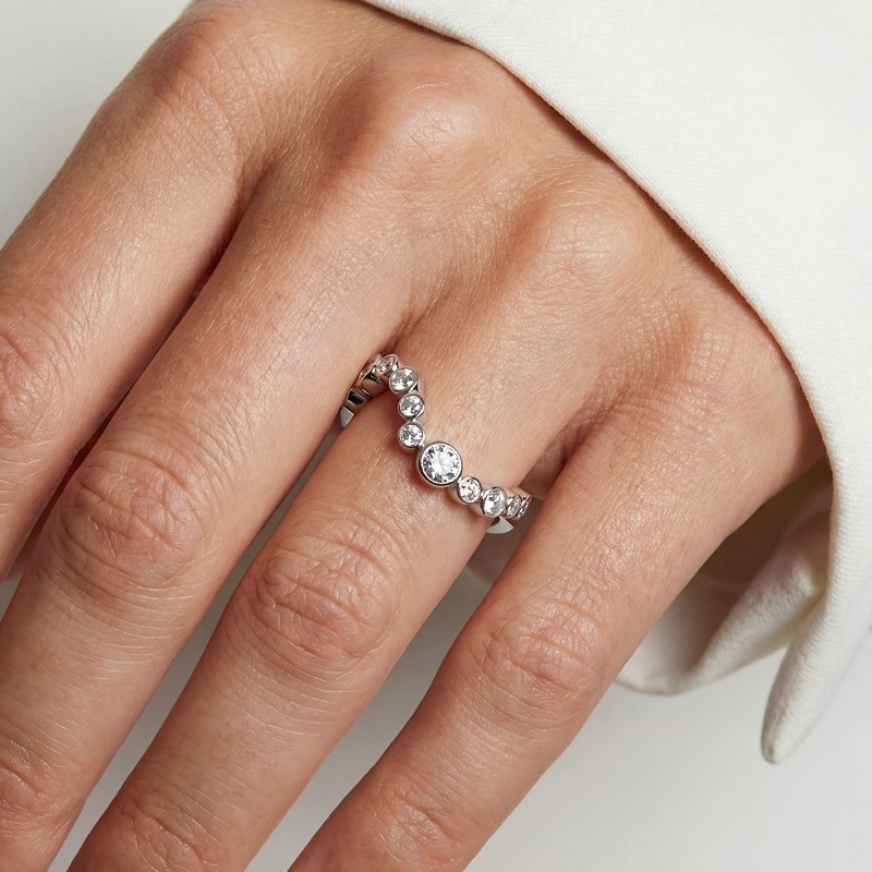 Sif Jakobs - Sardinien Ring Wave sølv guldcenter