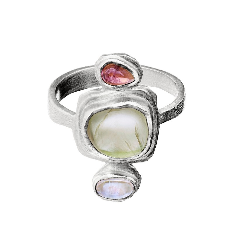 Maanesten - Sara ring i sølv med 3 sten**