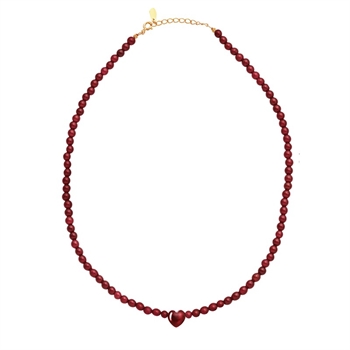 Maanesten - Sienna Heart halskæde i forgyldt sølv med jade