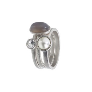 Spinning sølv ring - Pearl ring med perle.