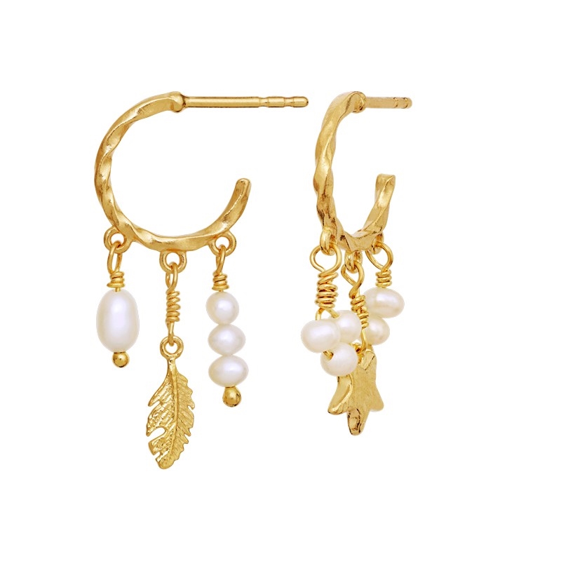 Susu øreringe i forgyldt sølv med perler fra Maanesten  2