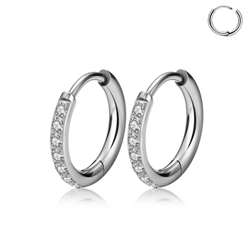 Titanium creoler 16 mm med klare sten