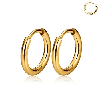 Guldfarvede titanium creoler 16 mm uden sten