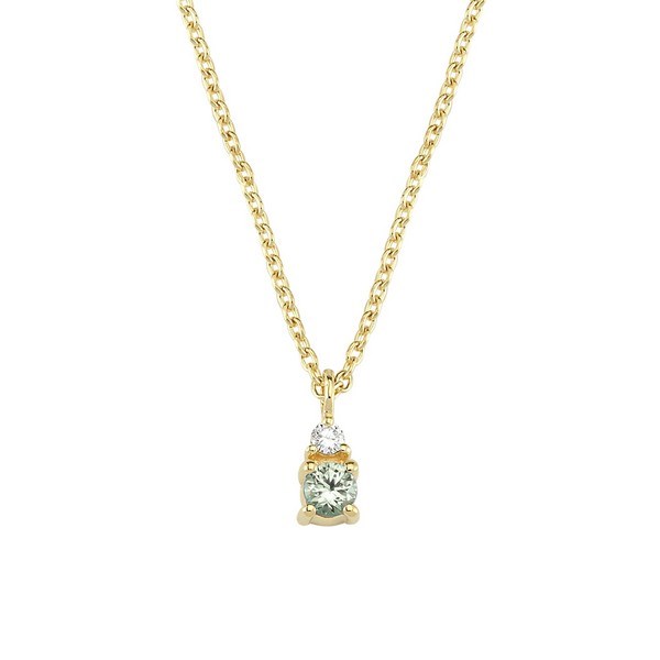 Petit rund - Grøn safir halskæde i 14 kt. guld | V1110