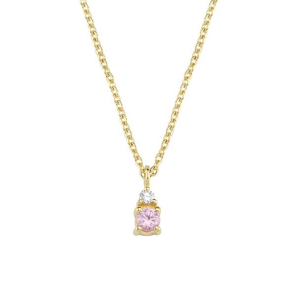 Petit rund - Pink safir halskæde i 14 kt. guld | V1110