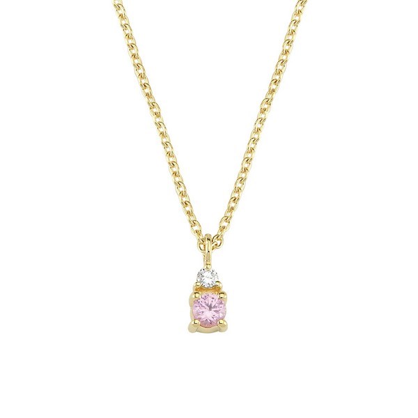 Petit rund - Pink safir halskæde i 14 kt. guld | V1110