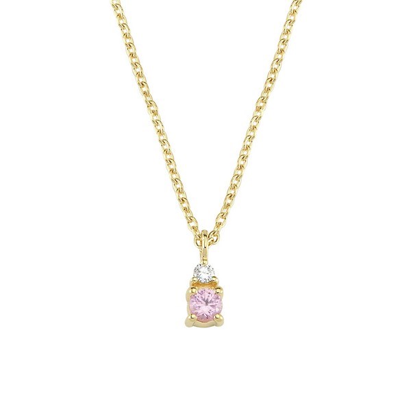 Petit - Pink safir vedhæng i 14 kt. guld. I alt 0,025 ct. m. kæde