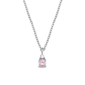 Petit rund - Pink safir halskæde i 14 kt. hvidguld | V1110