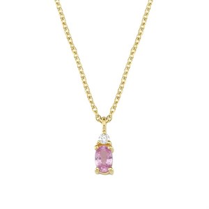 Petit oval - Pink safir halskæde i 14 kt. guld | V1111