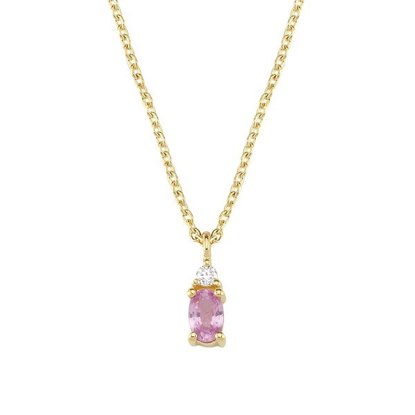 Petit oval - Pink safir halskæde i 14 kt. guld | V1111