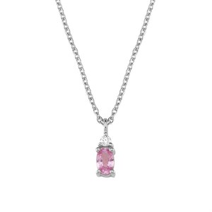 Petit oval - Pink safir halskæde i 14 kt. hvidguld | V1111