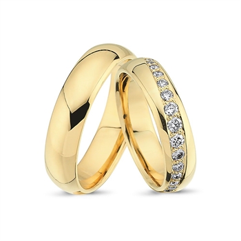 Nuran - Vielsesringe i 14 kt. guldringe med i alt 0,27 ct