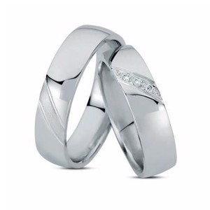 NURAN - Vielsesringe i 14kt. hvidguld m. 3x0,01ct brillanter