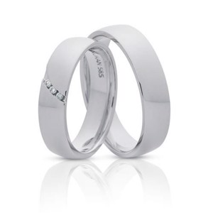NURAN - Vielsesringe i 14kt. hvidguld m. i alt 0,03ct. brillanter
