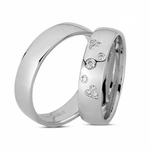 Nuran - Vielsesringe i 14 kt Hvidguld m 9 brillanter i alt 0,10 ct
