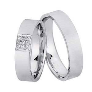 NURAN - Vielsesringe i 14kt. hvidguld m. 9x0,01ct. brillanter 
