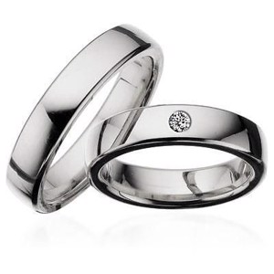 Vielsesringe - Hvidguld 14kt. glat i 5mm og 0,07ct. brillant