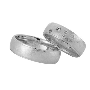 NURAN - Vielsesringe i 14kt. hvidguld m. 0,10ct. brillanter i drys
