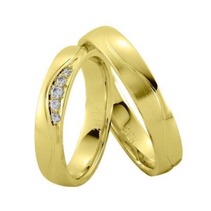 NURAN - Vielsesringe i 8-14kt. guld m. 5 brillanter