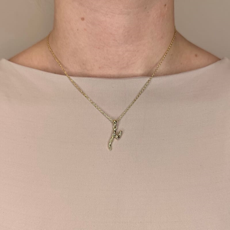 Billede af MerlePerle - Bogstav halskæde i forgyldt sølv - Y