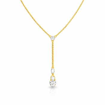 Y-vedhæng i 8 karat guld med klare zirkonia