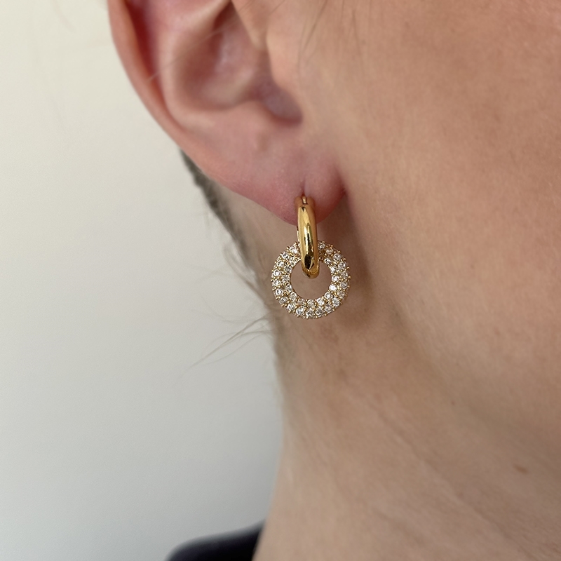 Pico - Emmeline Crystal Hoops i forgyldt messing