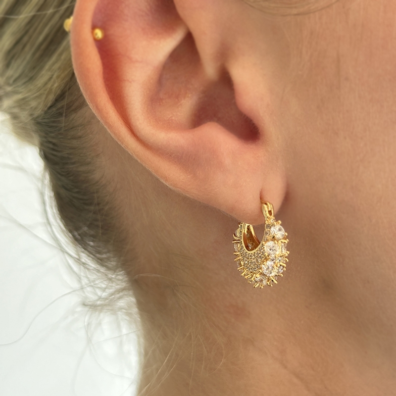 Pico - Zahara Crystal hoops i forgyldt sølv