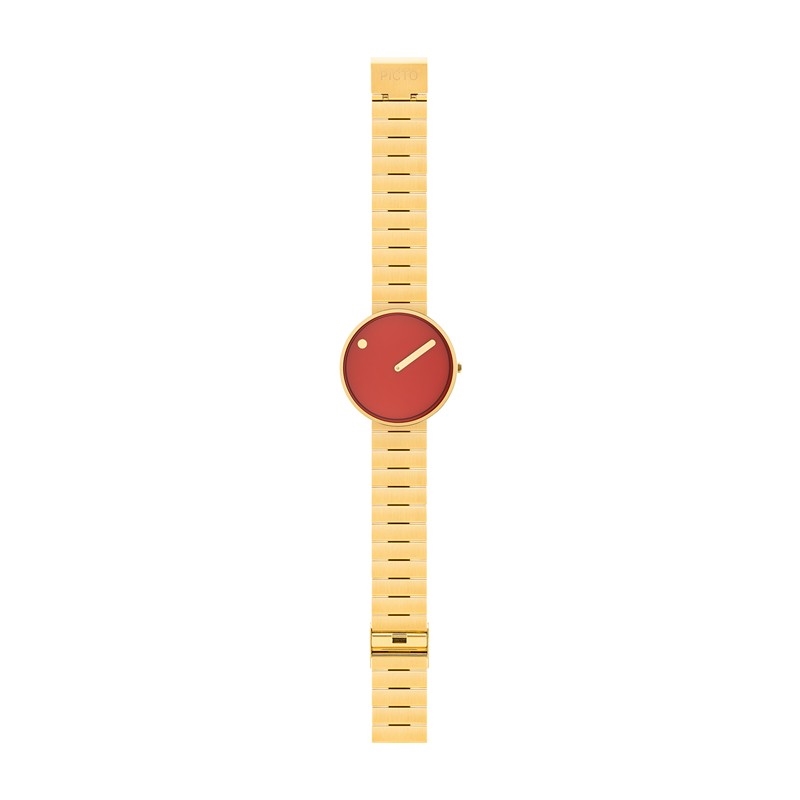 Picto Cinnamon Red skive m steel bracelet i IP guld