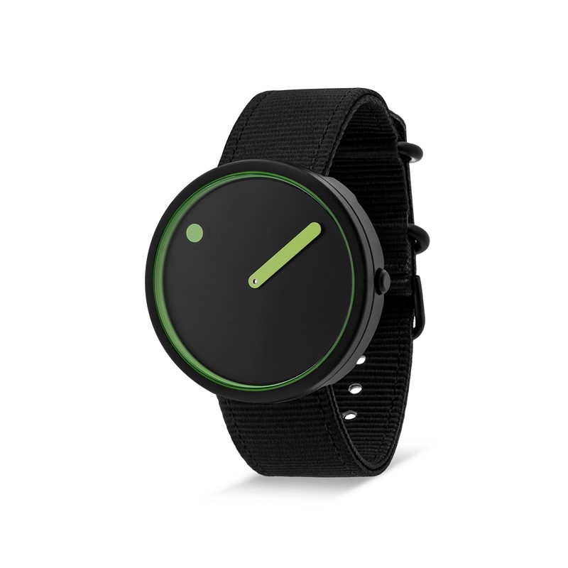 Picto ur med Manta Ray Black urskive og rem R44023-R006