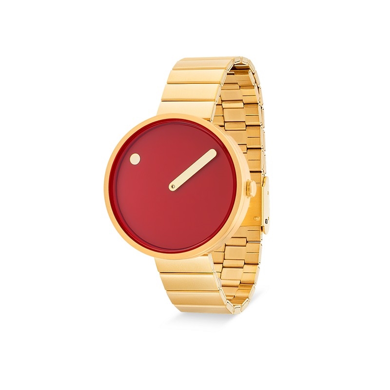 Picto Cinnamon Red skive m steel bracelet i IP guld